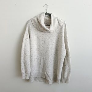 LOFT Cream Speckled Cowl Neck Sweater